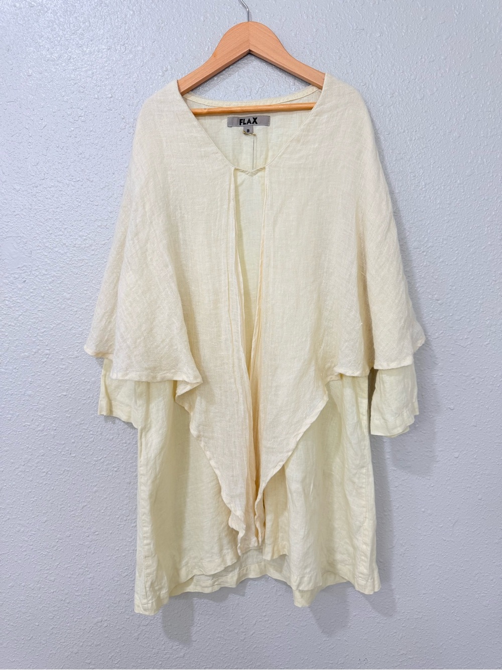 FLAX Jeanne Engelhart 100% Linen Lagenlook Draped Dress S Made in Lithuania
